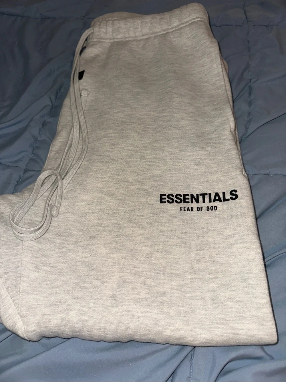 Essentials Light Gray Men's Sweatpants with Thigh Logo